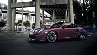 Purple sports car bridge building - a purple sports car free wallpaper