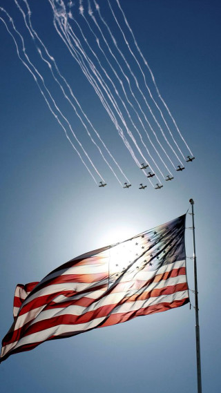 Flag jets flying sky pole - a flag free wallpaper for mobile