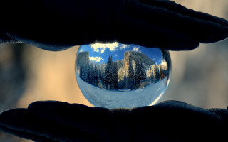 Crystal ball mountain reflection magic - a crystal ball free wallpaper