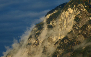 Mountain clouds plane landscape matte - tall peak free wallpaper