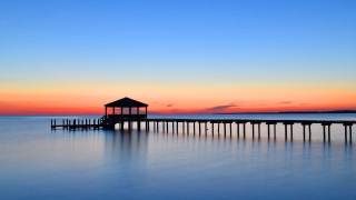 Pier gazebo sunset ocean gradient - a gazebo free wallpaper