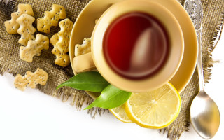 Tea lemon cookies spoon tablecloth - a table cloth free wallpaper