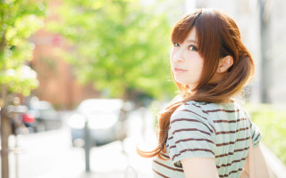 Woman long hair bench outdoors - canon 5 0 mm free wallpaper for desktop