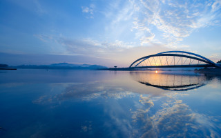 Bridge water sky clouds sunset 3 - cao buxing free wallpaper for desktop