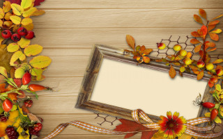 Autumn leaves berries folk art - a picture frame free wallpaper