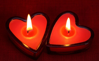 Heart candles red background romantic - a red background free wallpaper