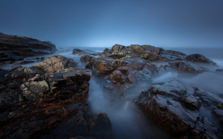 Rocky beach moonlit landscape night - a rocky beach free wallpaper