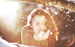 Woman blowing nose snow florianne - winter free wallpaper