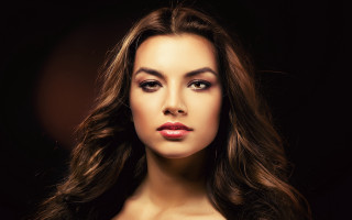 Woman long hair black background 9 - shaded free wallpaper