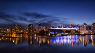 Vancouver stadium cityscape reflection night - a stadium free wallpaper