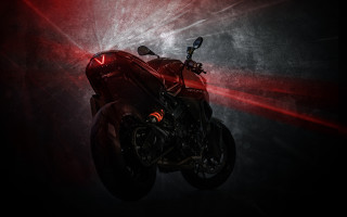 Red motorcycle red lights digital - back end free wallpaper