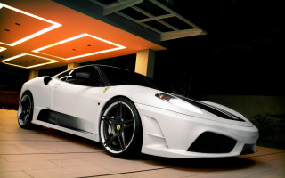 White sports car neon garage - a white sports car free wallpaper