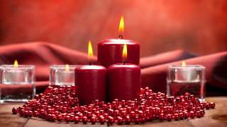 Candles wooden table glass water - a group of candles free wallpaper