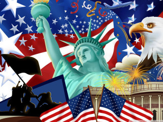 Statue liberty fireworks american flag 3 - free new year wallpaper
