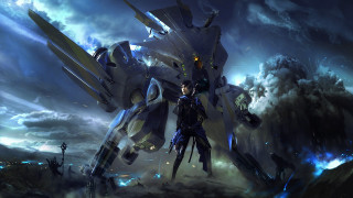 Futuristic man robot clouds sky - a giant robot free wallpaper