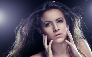 Woman long hair face hands - facial feature free wallpaper