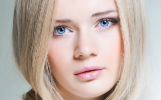 Blonde blueeyes woman photorealistic portrait - shaded free wallpaper