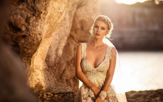 Romantic wedding dress beach tree - a veil free wallpaper