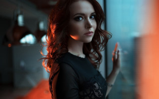 Woman longhair blueeyes portrait cigarette - a cigarette free wallpaper
