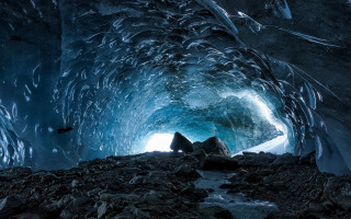 Cave boat starry sky waterfish - a cave free wallpaper