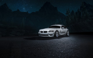 White car night mountains starry - redshift free wallpaper for desktop