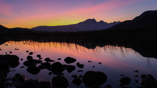 Lake rocks water sunset mountains - rock and water free wallpaper for desktop