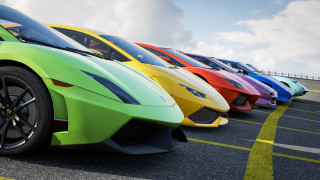 Colorful sports cars parked cloudy - cloudy sky free wallpaper