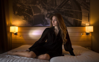 Eszter mattioni cinematic barbizon bedside - the wall behind her free wallpaper