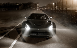 Car fog night headlights photorealism - fog free wallpaper