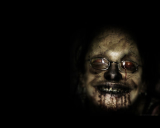 Creepy man glasses blood face - his face and mouth free wallpaper
