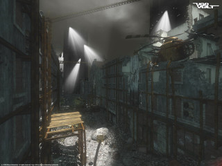 Room bench lights chair debris - deconstructivism free wallpaper