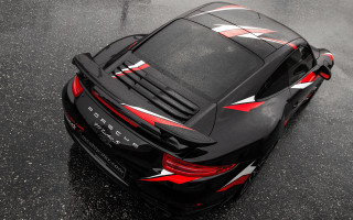 Black sports car red white - a wet surface free wallpaper for desktop