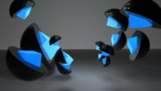 Black blue floating objects gray - kinetic art free wallpaper