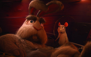 Stuffed animals bed red walls - arthouse free wallpaper