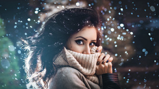 Woman scarf food winter nail - a piece of food free wallpaper
