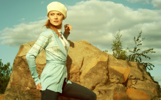 Woman hat sweater rock formation 2 - art nouveau fashion free wallpaper