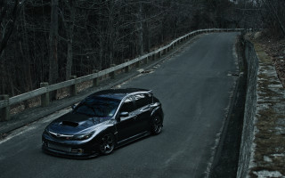 Car night woods road fullmoon - moody free wallpaper