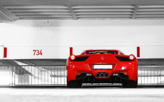 Red sports car parking garage 11 - sharp line free wallpaper for desktop