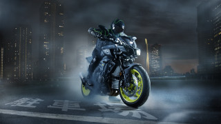 Motorcycle city night skyline aurora - a city skyline in the background free wallpaper for desktop