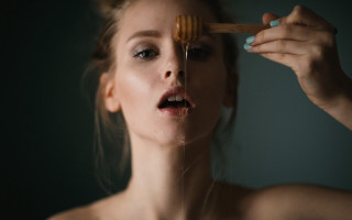 Woman brushing teeth wooden brush - her tooth free wallpaper