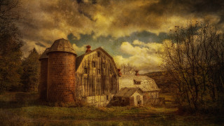 Barn silo field cloudy sky - a cloudy sky above free wallpaper
