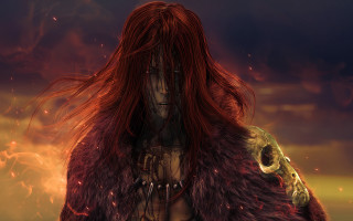 Red haired demon outfit fire - elden ring free wallpaper