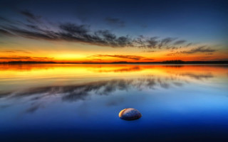 Rock water sunset reflection mountain - a reflection of the sky free wallpaper