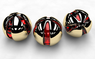 Shiny balls red ribbon raytraced - elizabeth murray free wallpaper