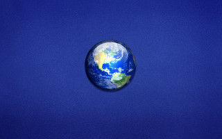 Blue earth globe night sky - free space wallpaper