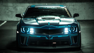 Hologram car blue hood parking - a concrete wall free wallpaper