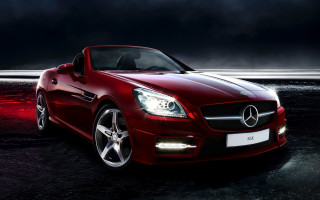 Red mercedes slk convertible dark - a red light free wallpaper