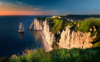 Cliffs sunset boat landscape nature - de hirsh margule free wallpaper