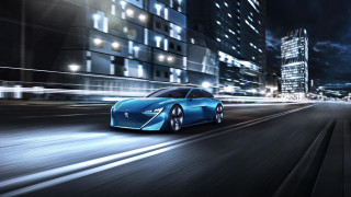 Blue sports car city night 3 - a city street free wallpaper