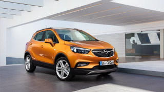 Orange opel suv garage 3d - a white ceiling free wallpaper